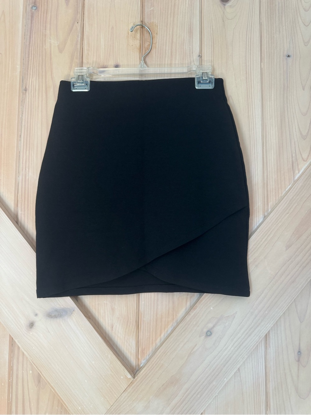Sézane Black Wrap Mini Skirt Viscose Stretch Fitted Size M